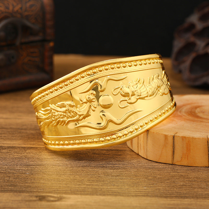 Wholesale Alien Dunhuang Gold Wide Bracelet Female Ethnic Style Bohemian Arm Dai Bracelet